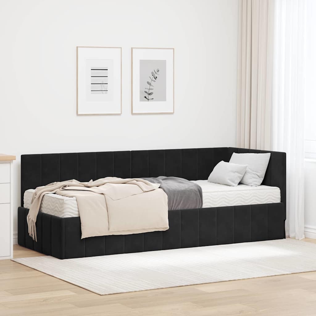 JUNG Vida Eckbettgestell mit Matratze mit Matratze 2 pcs Schwarz Samt