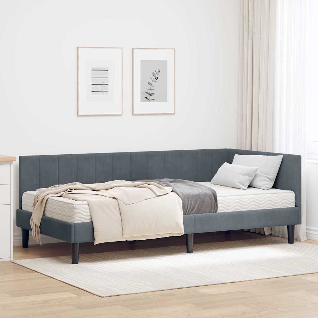 JUNG Vida Eckbettgestell mit Matratze mit Matratze 2 pcs Grau Samt