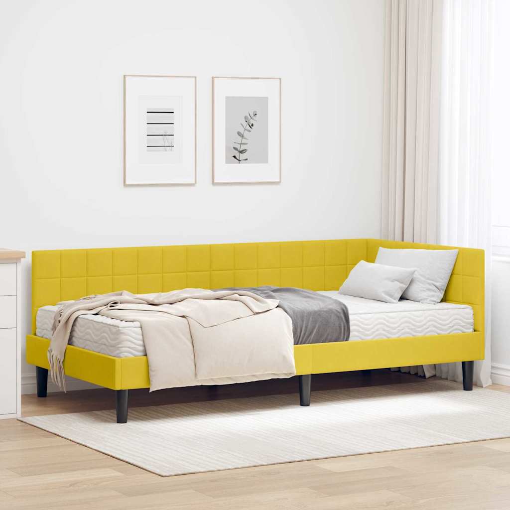 JUNG Vida Eckbettgestell mit Matratze mit Kopfteil 2 pcs Gelb Samt