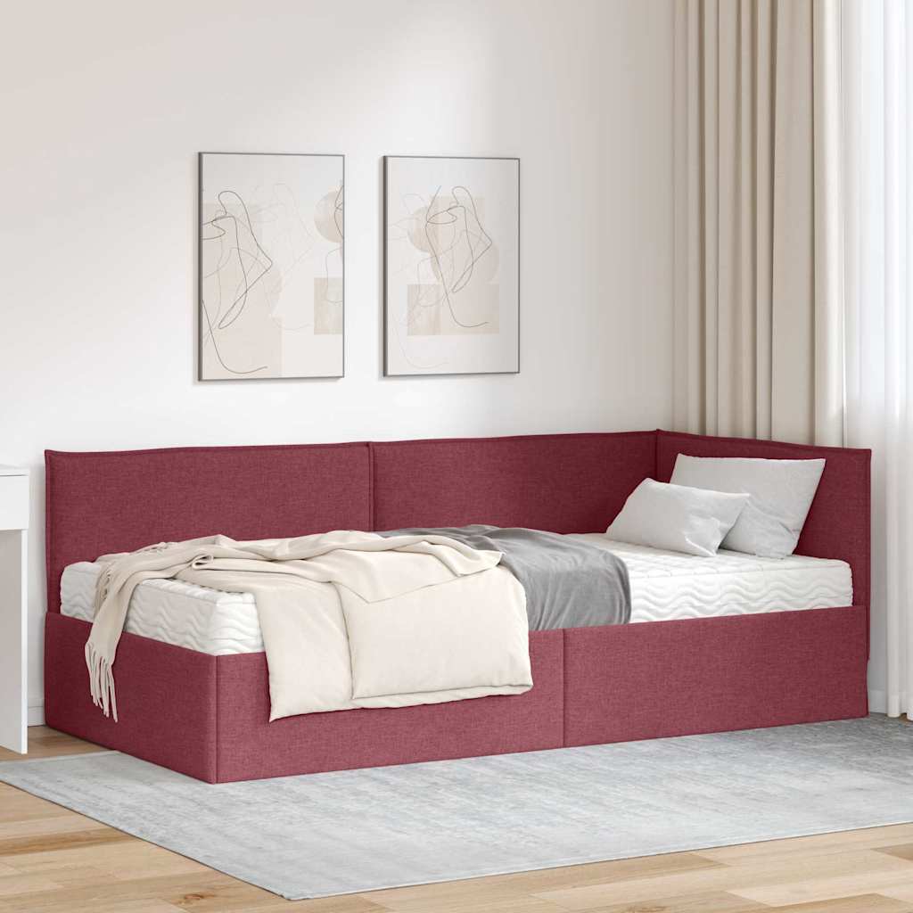 JUNG Vida Eckbettgestell mit Matratze mit Kopfteil 2 pcs Grau Samt