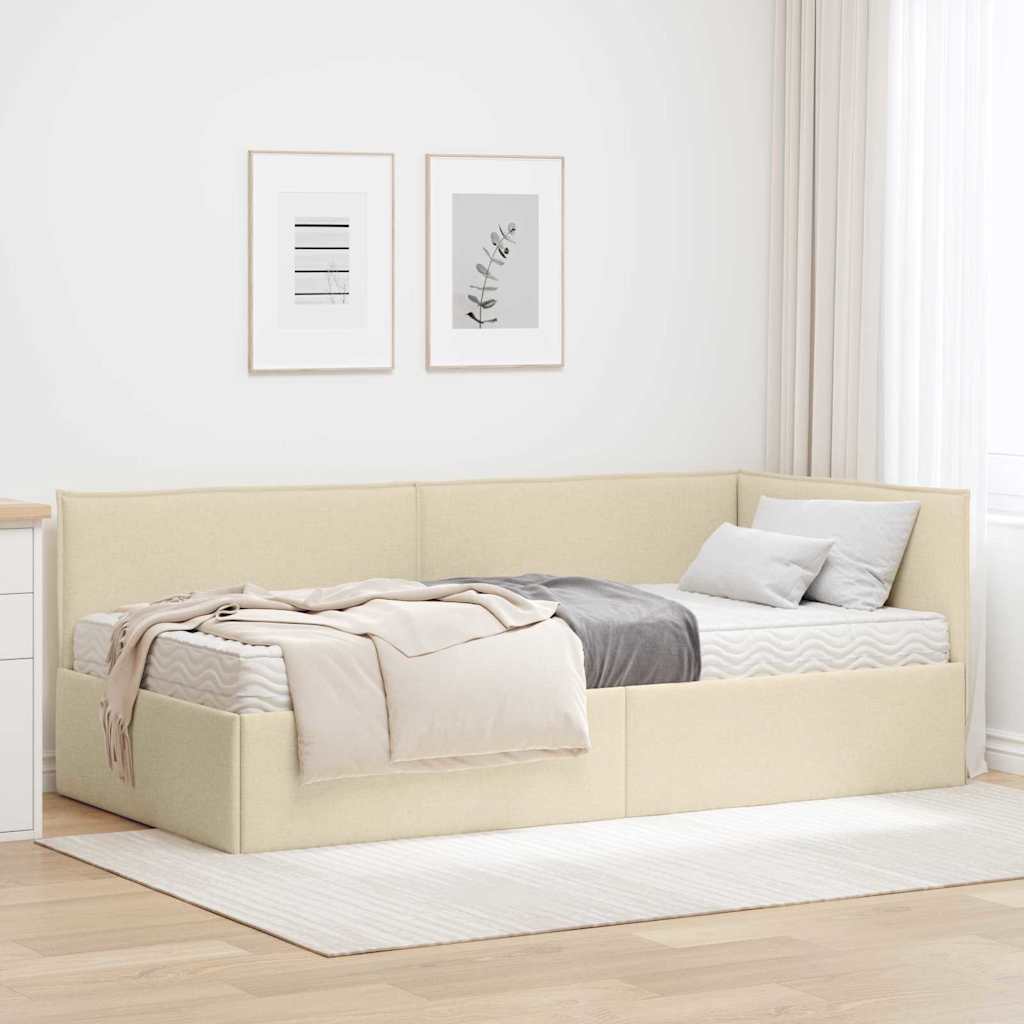 JUNG Vida Eckbettgestell mit Matratze mit Kopfteil 2 pcs Creme Samt