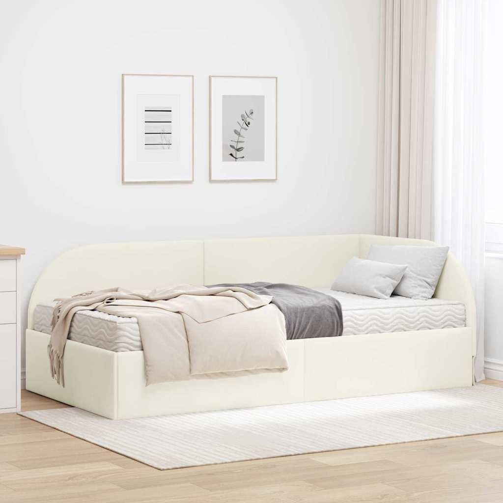 JUNG Vida Eckbettgestell mit Matratze mit Kopfteil 2 pcs Creme Samt