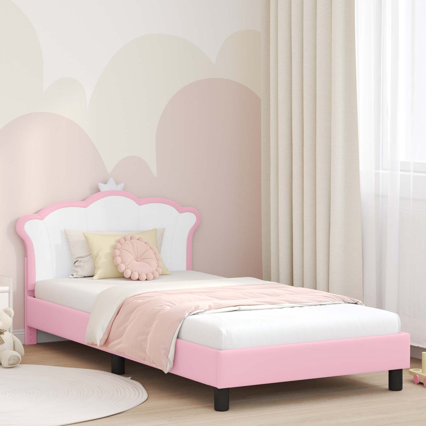 JUNG Vida Kinderbettgestell mit Kopfteil mit Kopfteil Rosa 90 x 200 cm PU