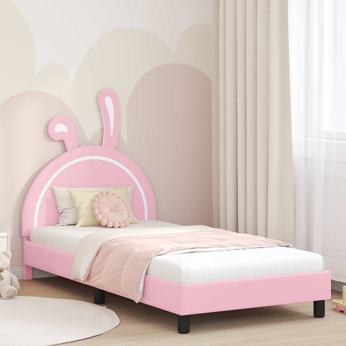 JUNG Vida Kinderbettgestell mit Kopfteil mit Kopfteil Rosa 90 x 200 cm PU