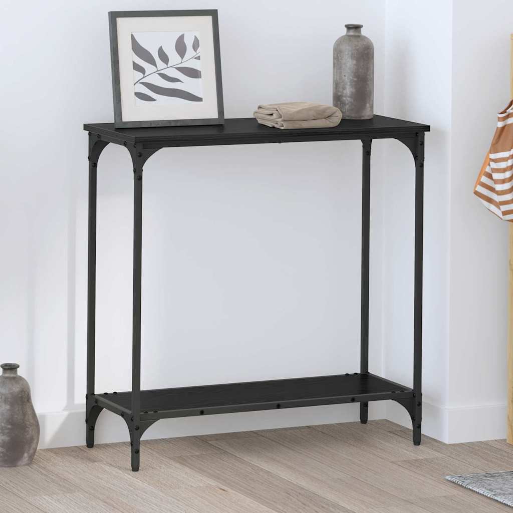 JUNG Vida Konsolentisch mit Regal Schwarz Eichen-Optik 75 x 30.5 x 75 cm