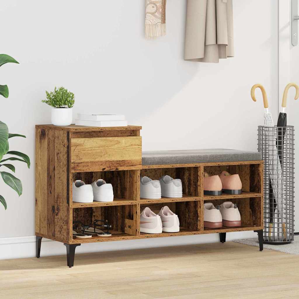JUNG Vida Schuhschrank mit Regal Altholz 102 x 36 x 60 cm Holzwerkstoff