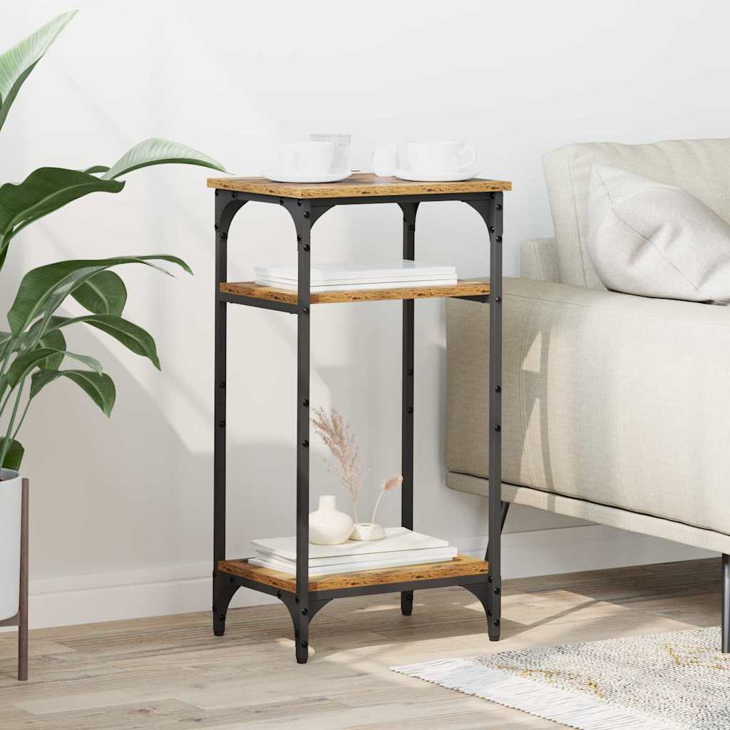 JUNG Vida Beistelltisch mit Regal Altholz 40 x 30 x 75 cm Holzwerkstoff