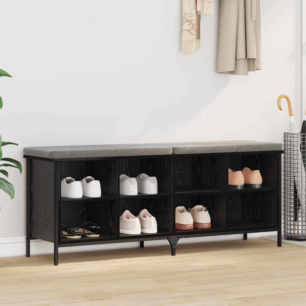 JUNG Vida Schuhschrank mit Regal Schwarz Eichen-Optik 131 x 35 x 50 cm