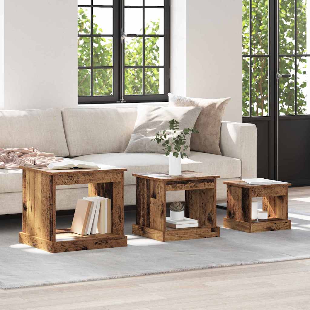 JUNG Vida Couchtisch 3 pcs Altholz Holzwerkstoff