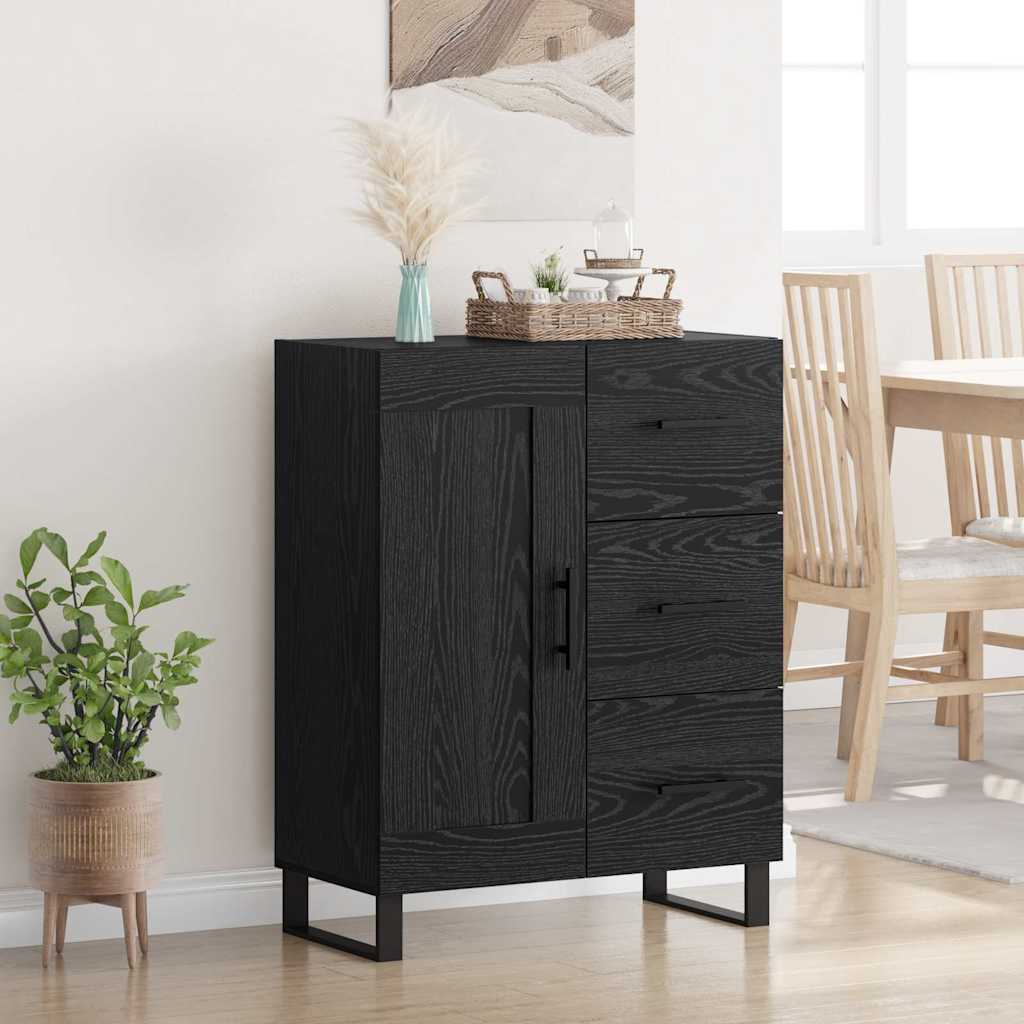JUNG Vida Sideboard mit Schubladen Schwarz Eichen-Optik 69,5 x 34 x 90 cm
