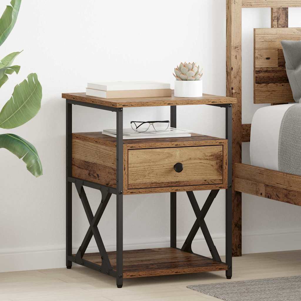 JUNG Vida Nachttisch mit Schubladen Altholz 40 x 42 x 55 cm Holzwerkstoff
