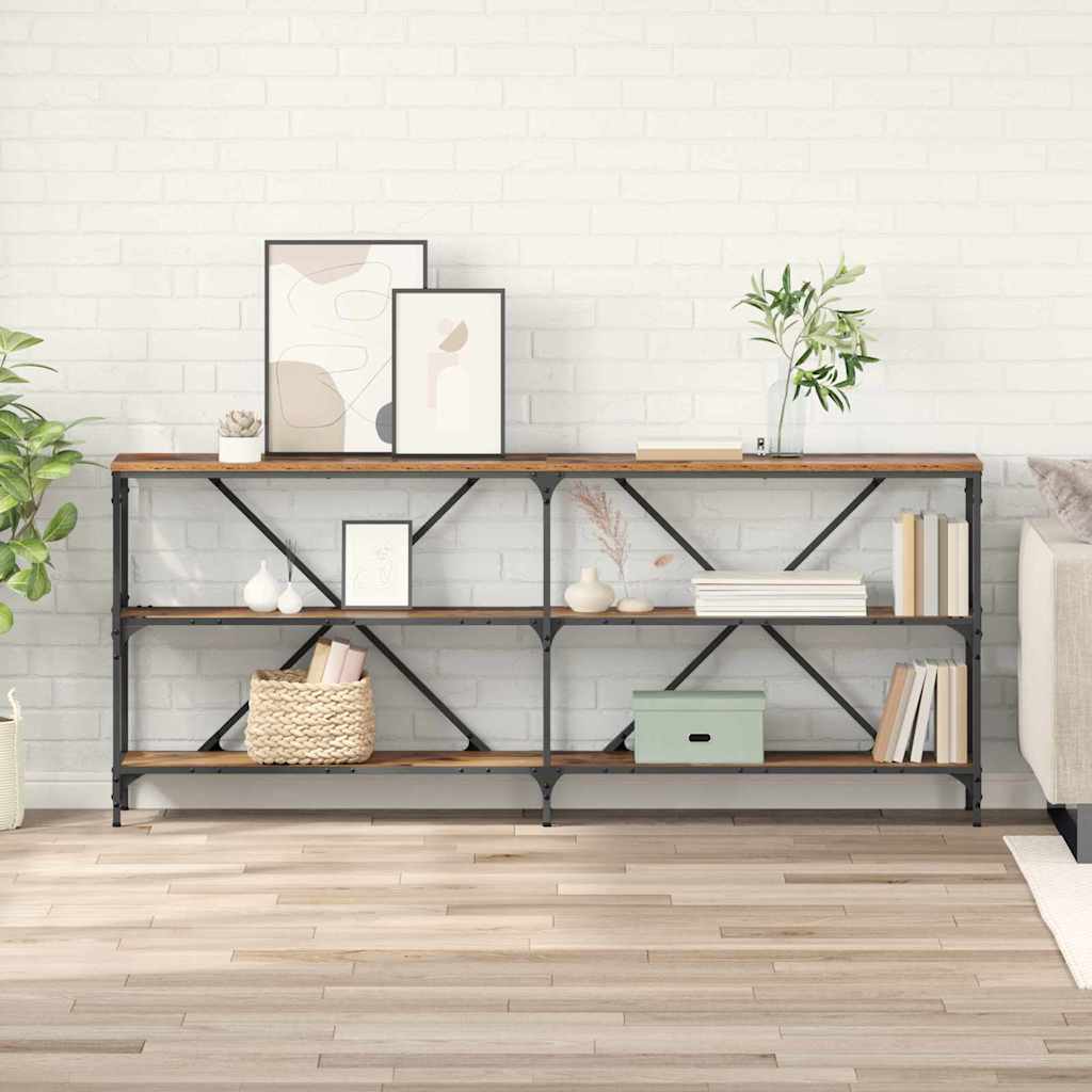 JUNG Vida Konsolentisch mit Regal Altholz 180 x 30 x 75 cm Holzwerkstoff