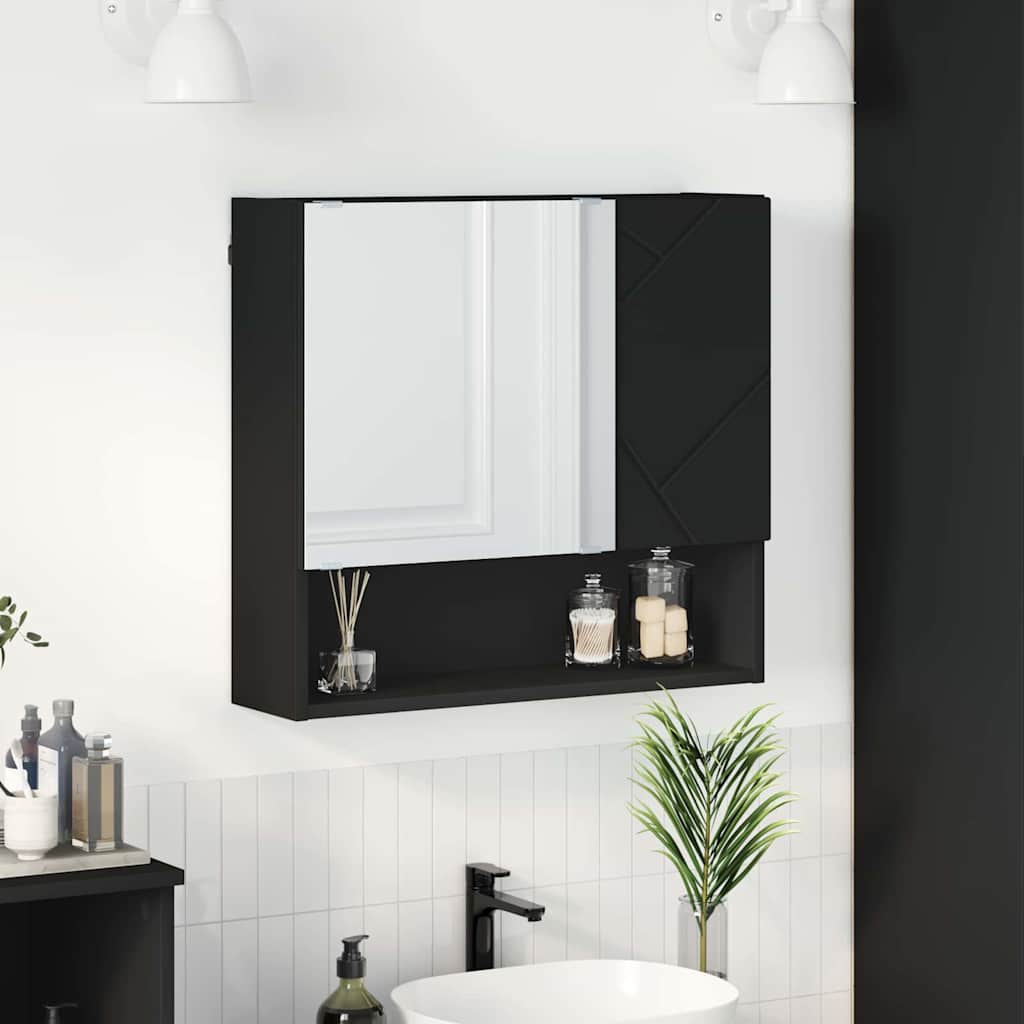 JUNG Vida Spiegelschrank mit Tür Schwarz 59 x 17 x 55 cm Holzwerkstoff