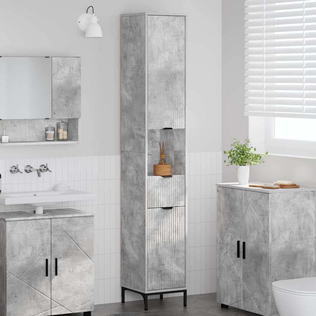 JUNG Vida Badezimmerschrank mit Schubladen Beton Grau 31,5 x 33 x 190 cm