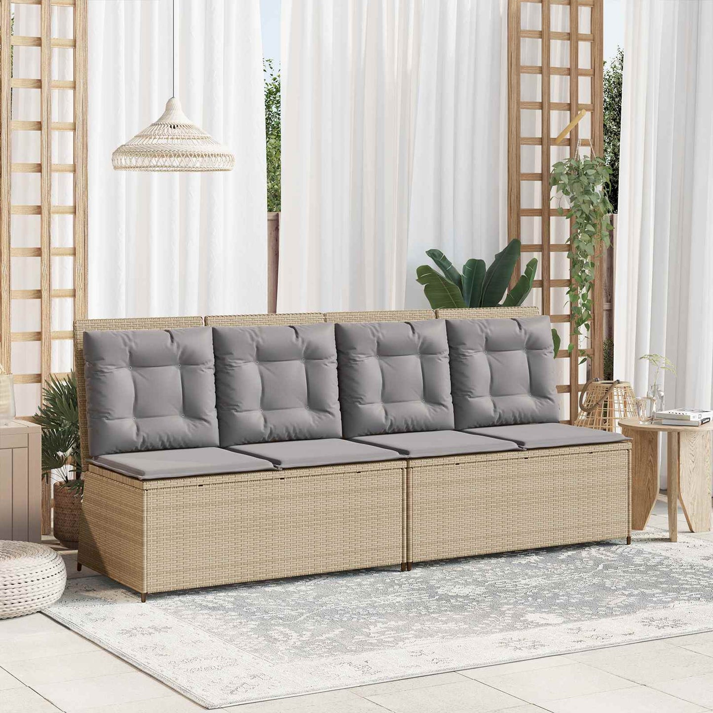 JUNG Vida Gartenbank Beige Poly-Rattan