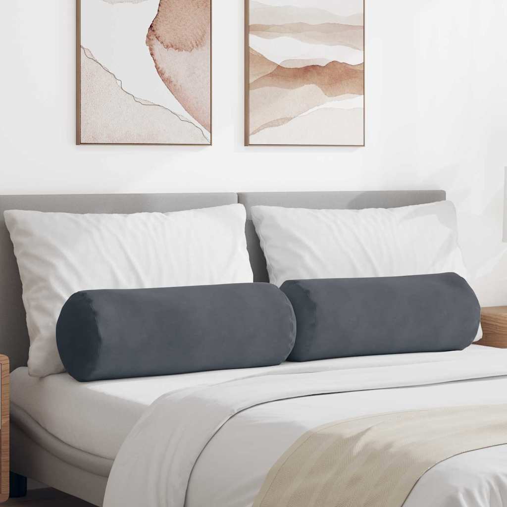 JUNG Vida Bolsterkissen 2 Stück Dunkelgrau Ø 25 x 70 cm Cordstoff