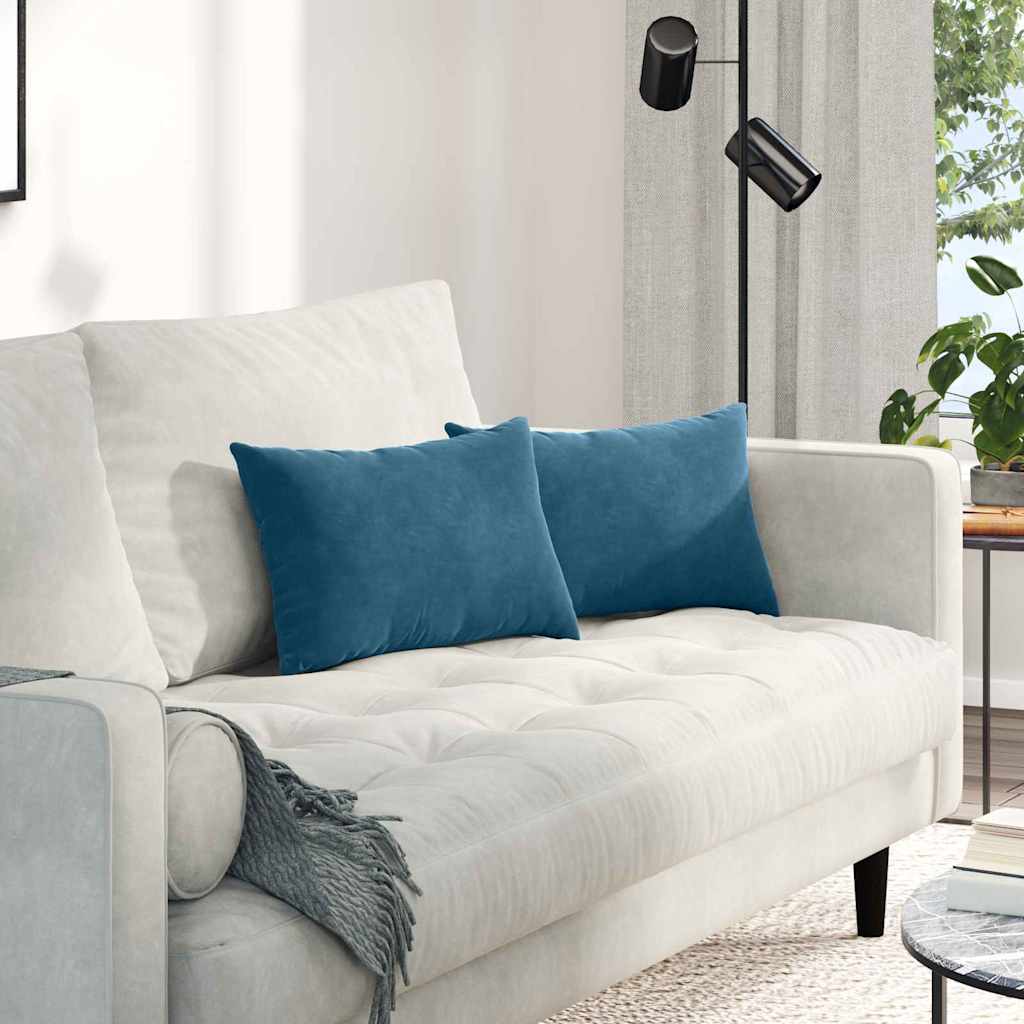 JUNG Vida Sofakissen 2 Stück Blau 50 x 30 cm Cordstoff