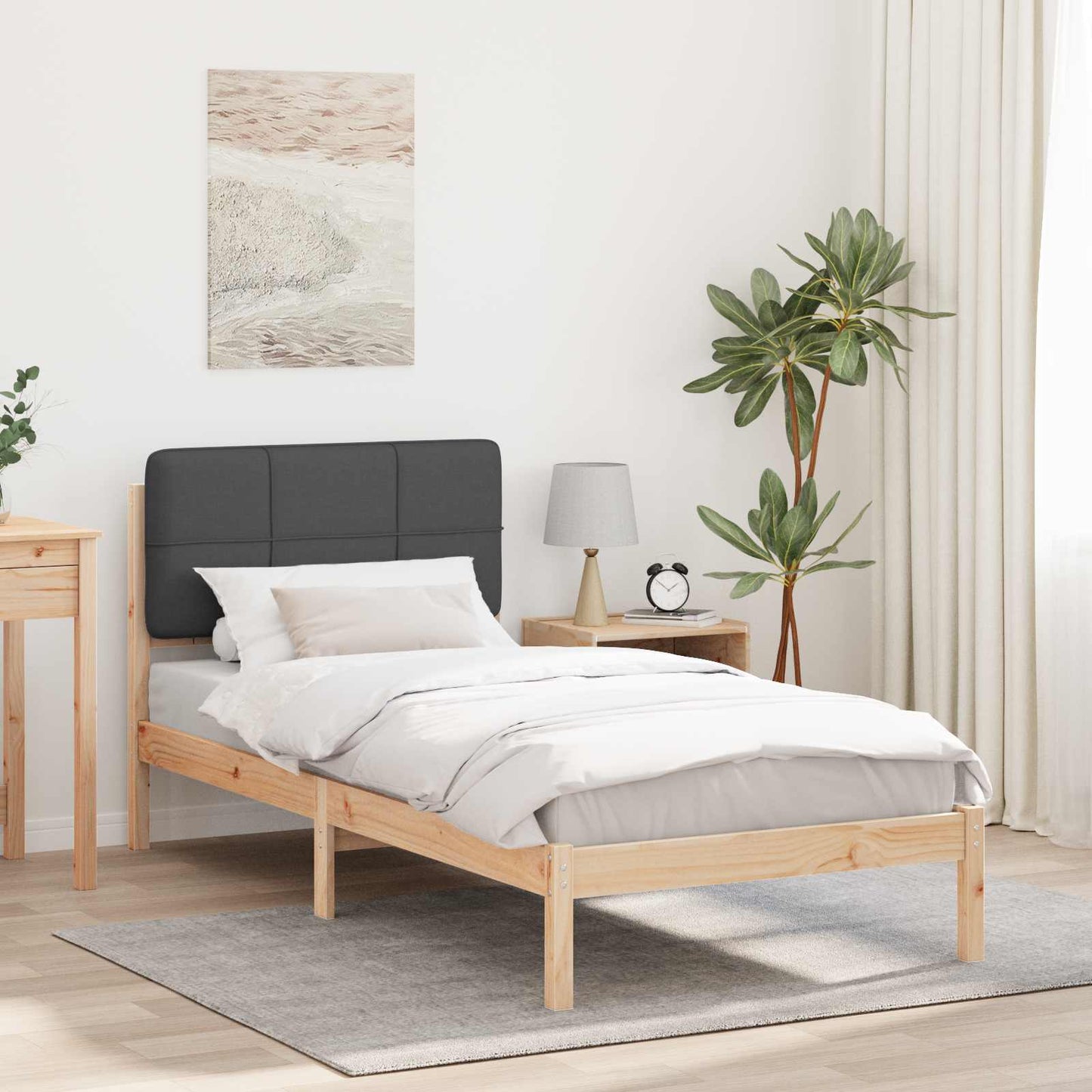 JUNG Vida Bettgestell mit gepolstertem Kopfteil Dunkelgrau 75 x 190 cm