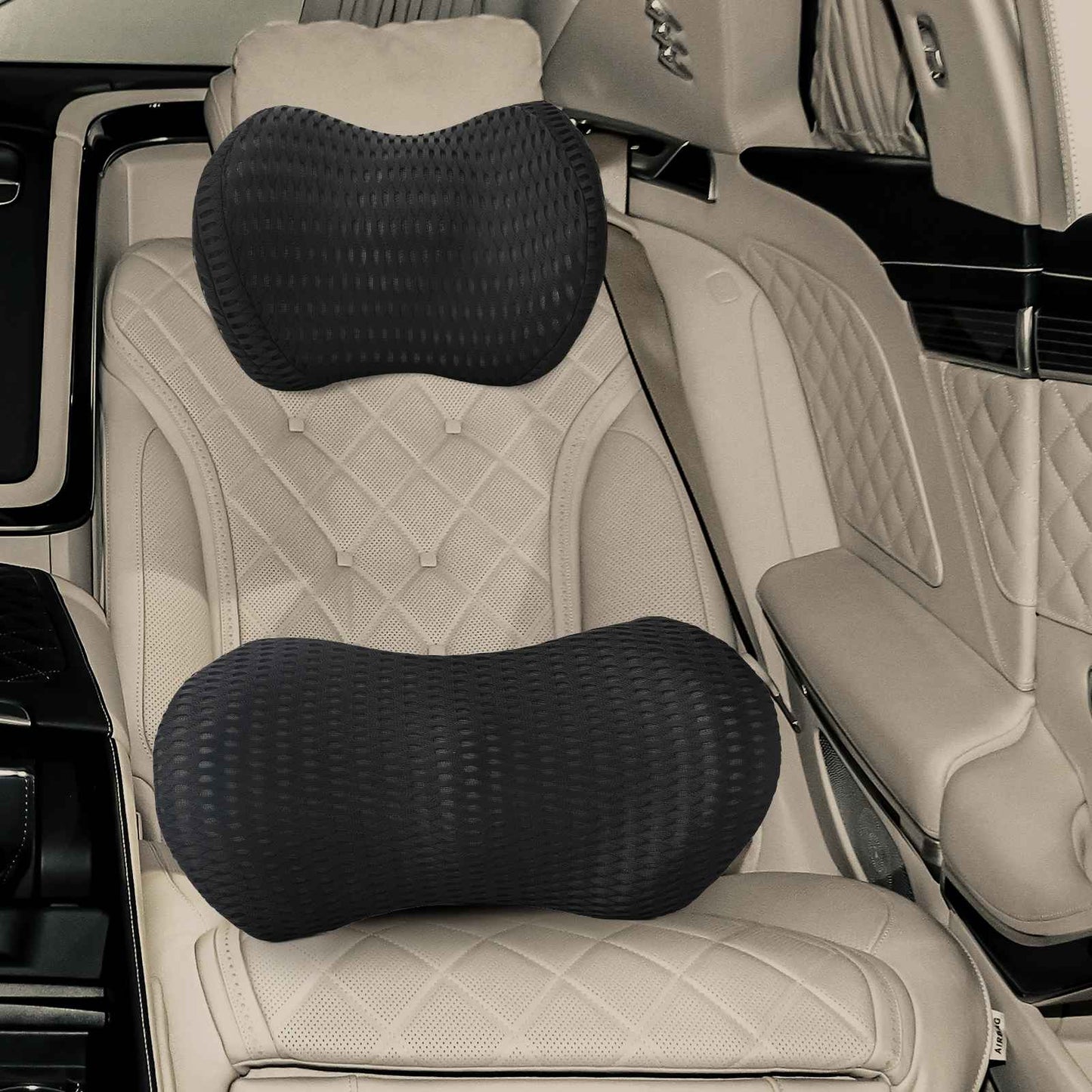 JUNG Vida Kopfkissen mit Kissen Verstellbar 2 pcs Schwarz 4D Mesh