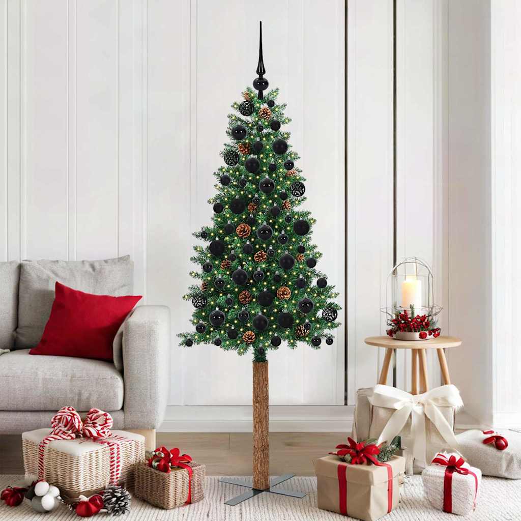 JUNG Vida Schlanker Weihnachtsbaum mit 300 LEDs mit Ständer Grün 180 cm