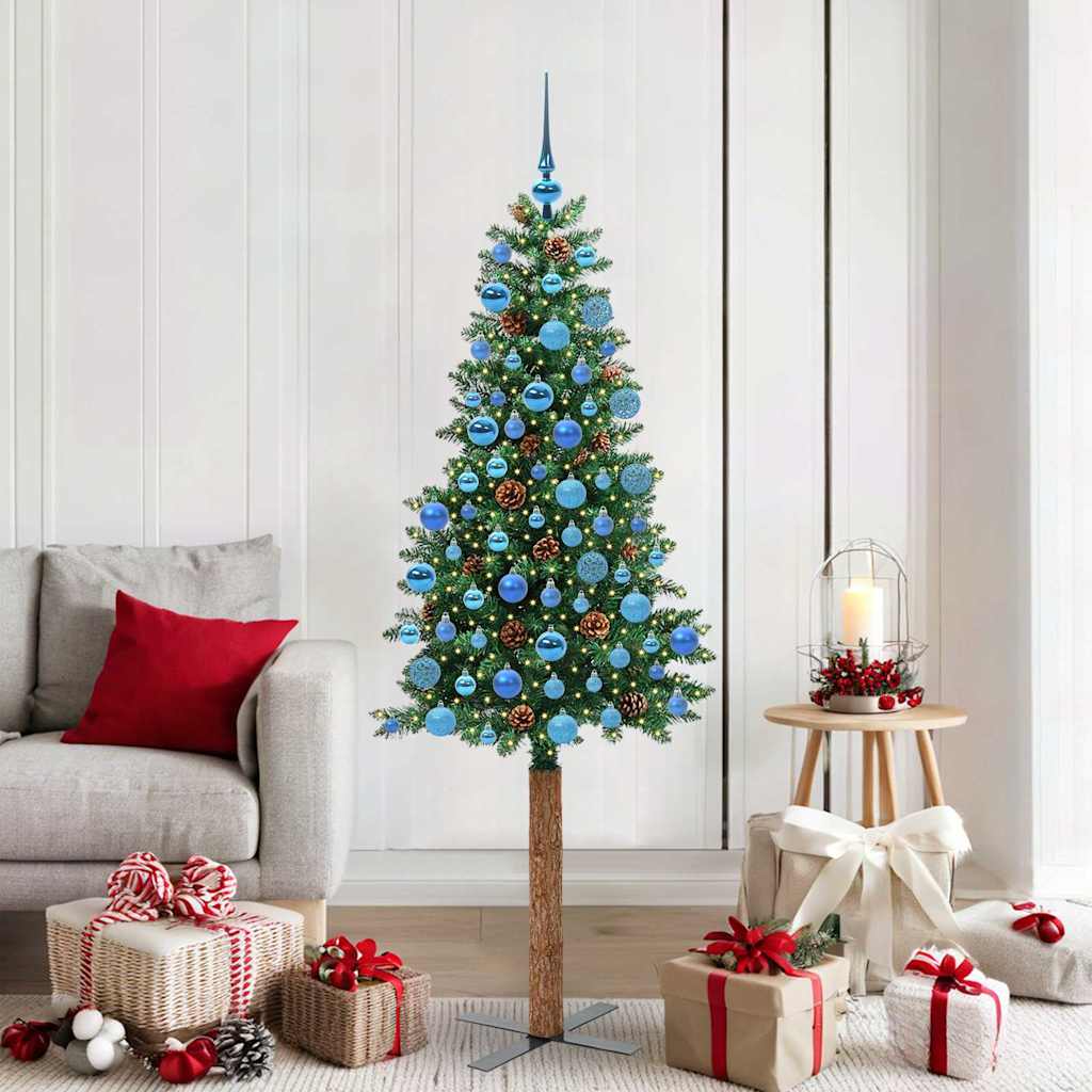 JUNG Vida Schlanker Weihnachtsbaum mit 300 LEDs mit Ständer Grün 180 cm
