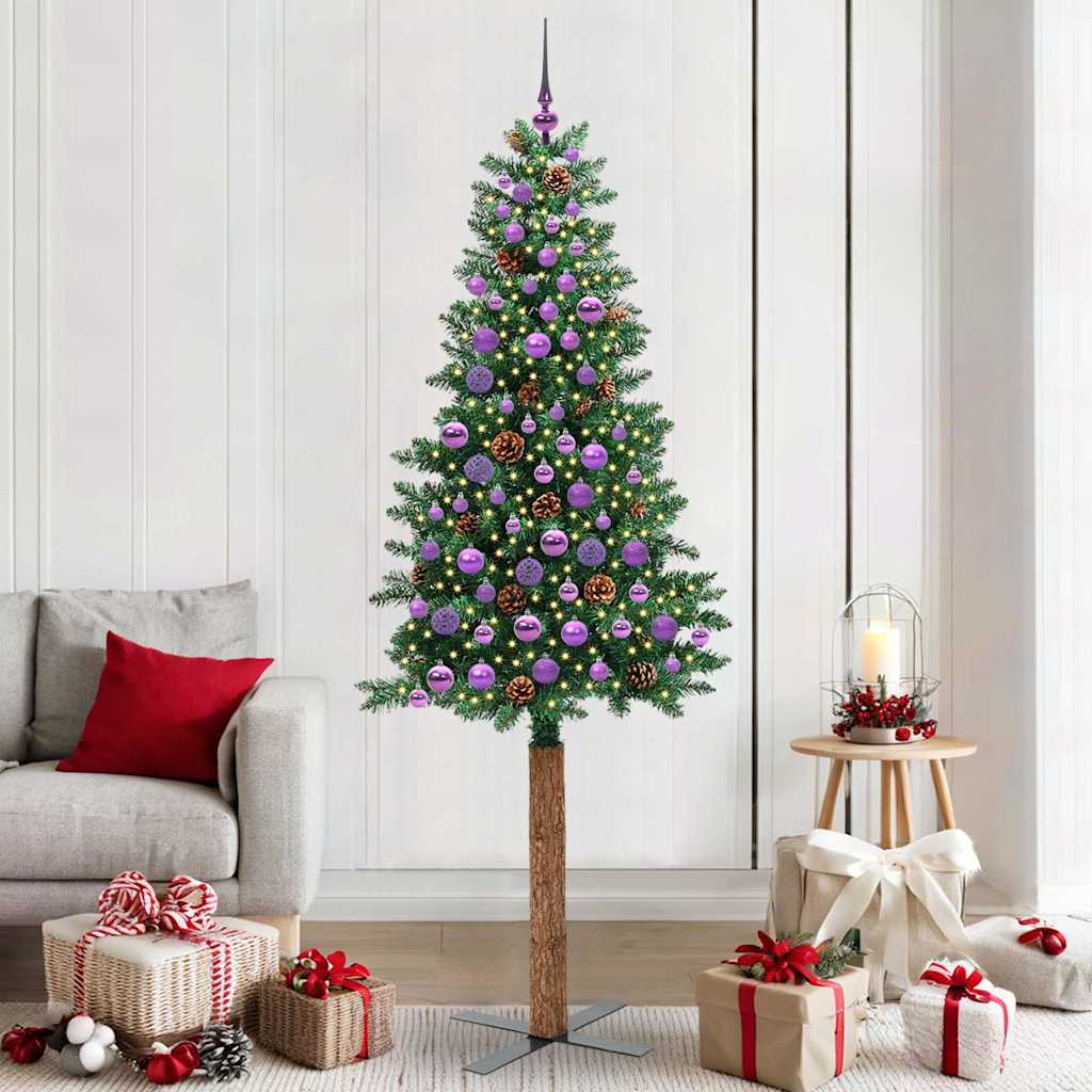 JUNG Vida Schlanker Weihnachtsbaum mit 300 LEDs mit Ständer Grün 210 cm