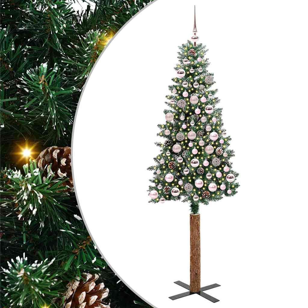 JUNG Vida Schlanker Weihnachtsbaum mit 300 LEDs mit Ständer Grün 180 cm