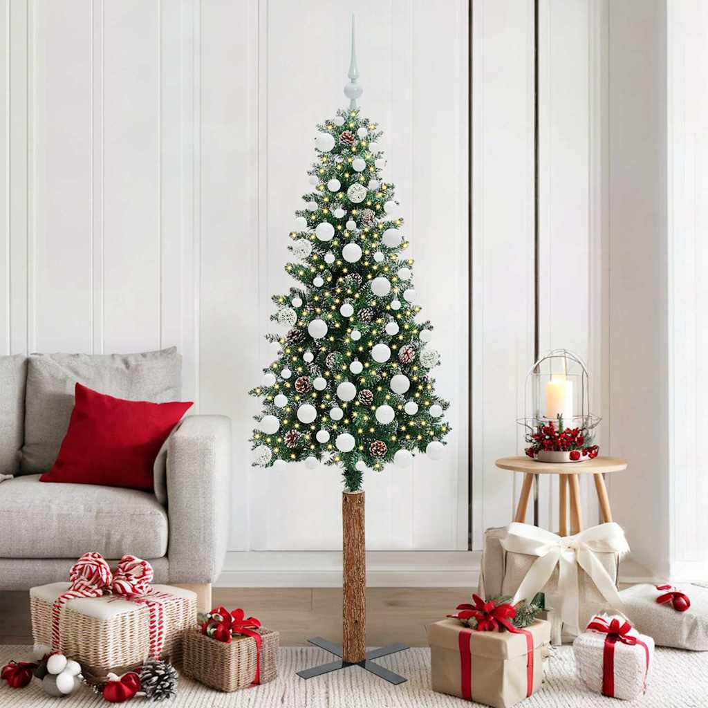 JUNG Vida Schlanker Weihnachtsbaum mit 300 LEDs mit Ständer Grün 180 cm