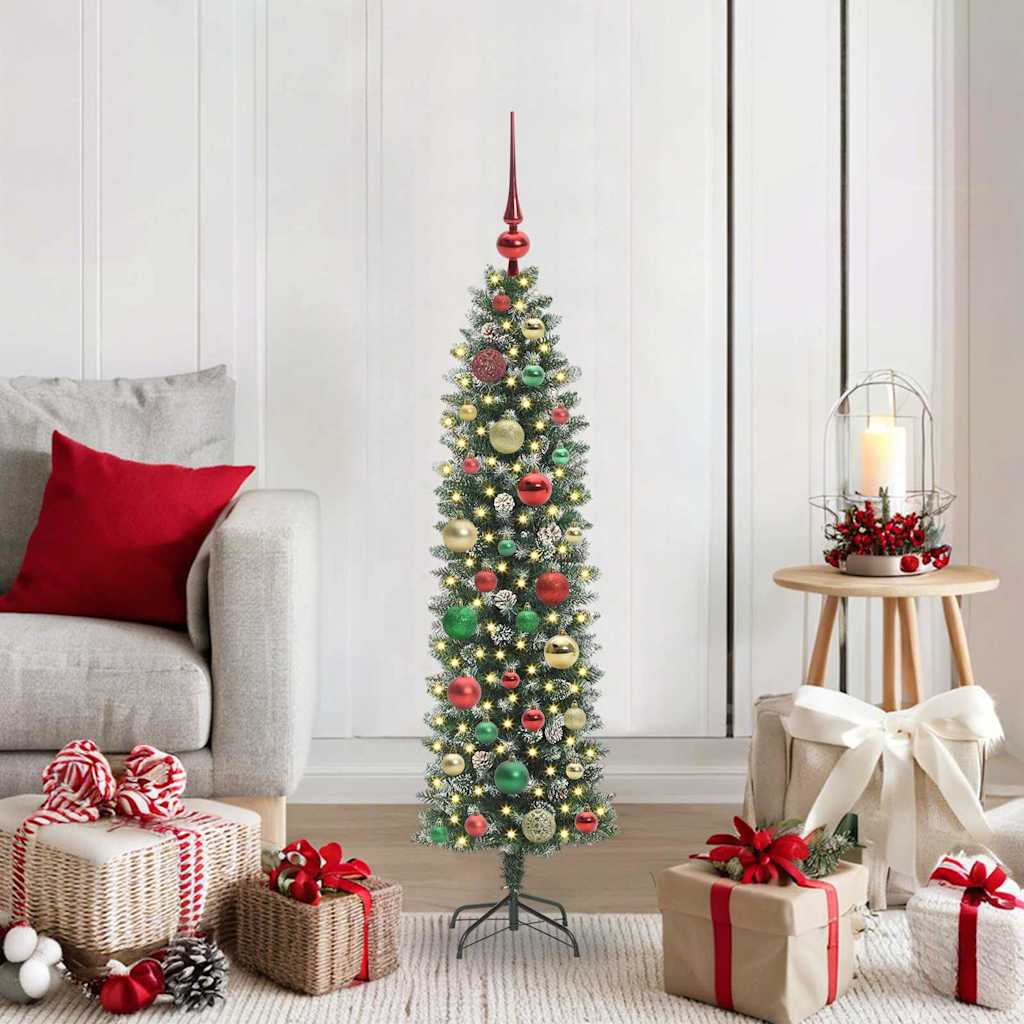 JUNG Vida Künstlicher schlanker Weihnachtsbaum Grün und Weiß 120 cm