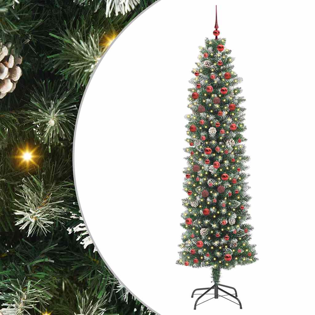 JUNG Vida Künstlicher schlanker Weihnachtsbaum Grün und Weiß 210 cm