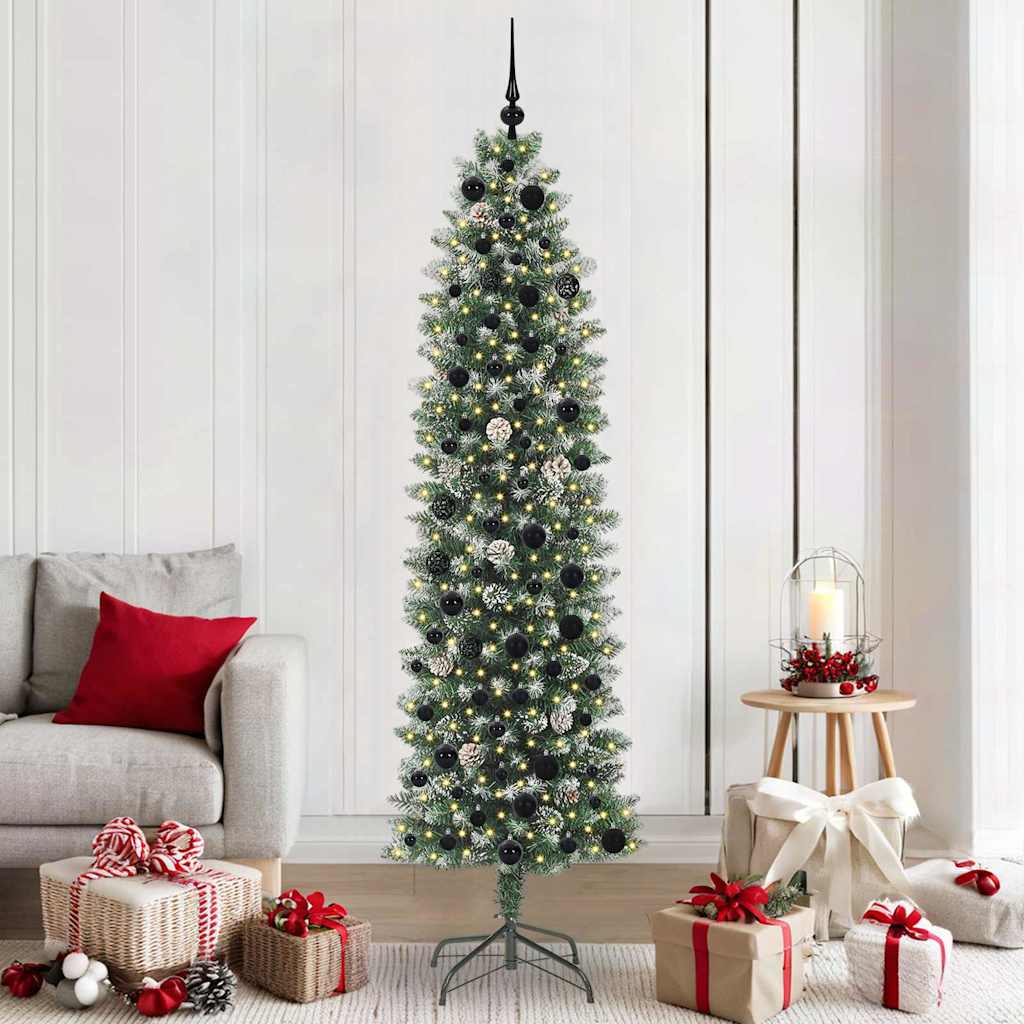 JUNG Vida Künstlicher schlanker Weihnachtsbaum Grün und Weiß 210 cm