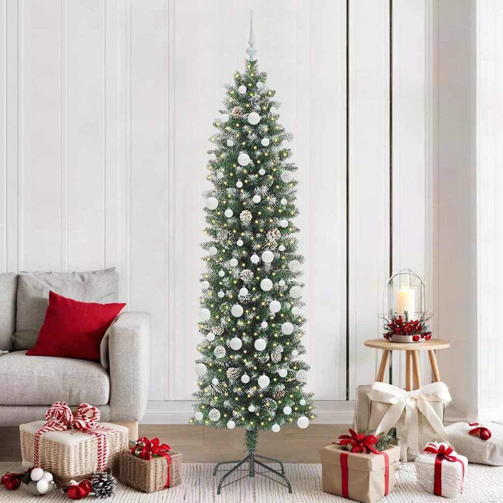 JUNG Vida Künstlicher schlanker Weihnachtsbaum Grün und Weiß 210 cm