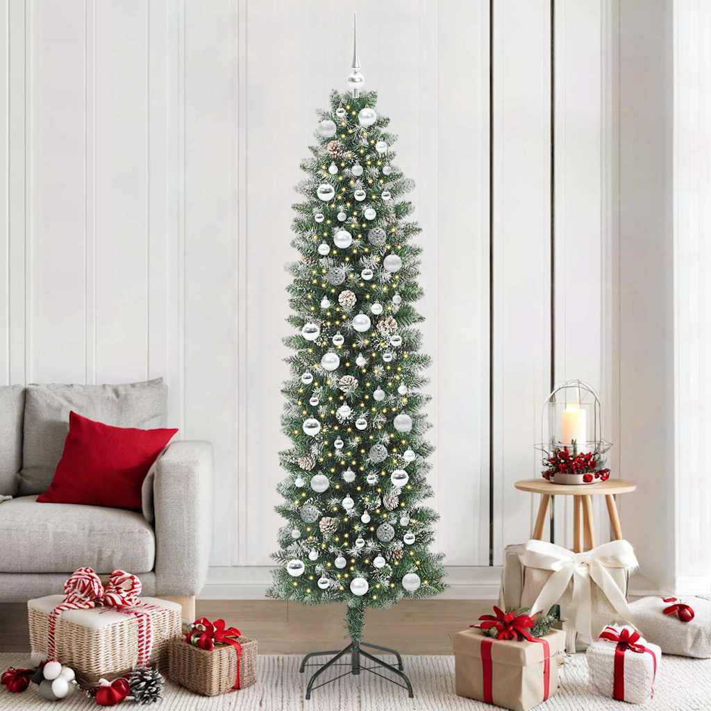 JUNG Vida Künstlicher schlanker Weihnachtsbaum Grün und Weiß 210 cm