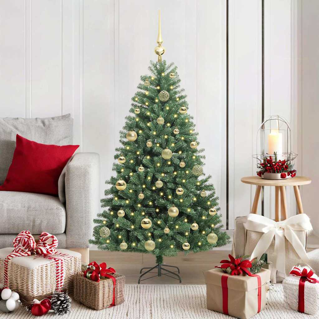 JUNG Vida Künstlicher klappbarer Weihnachtsbaum mit 150 LEDs Grün 120 cm