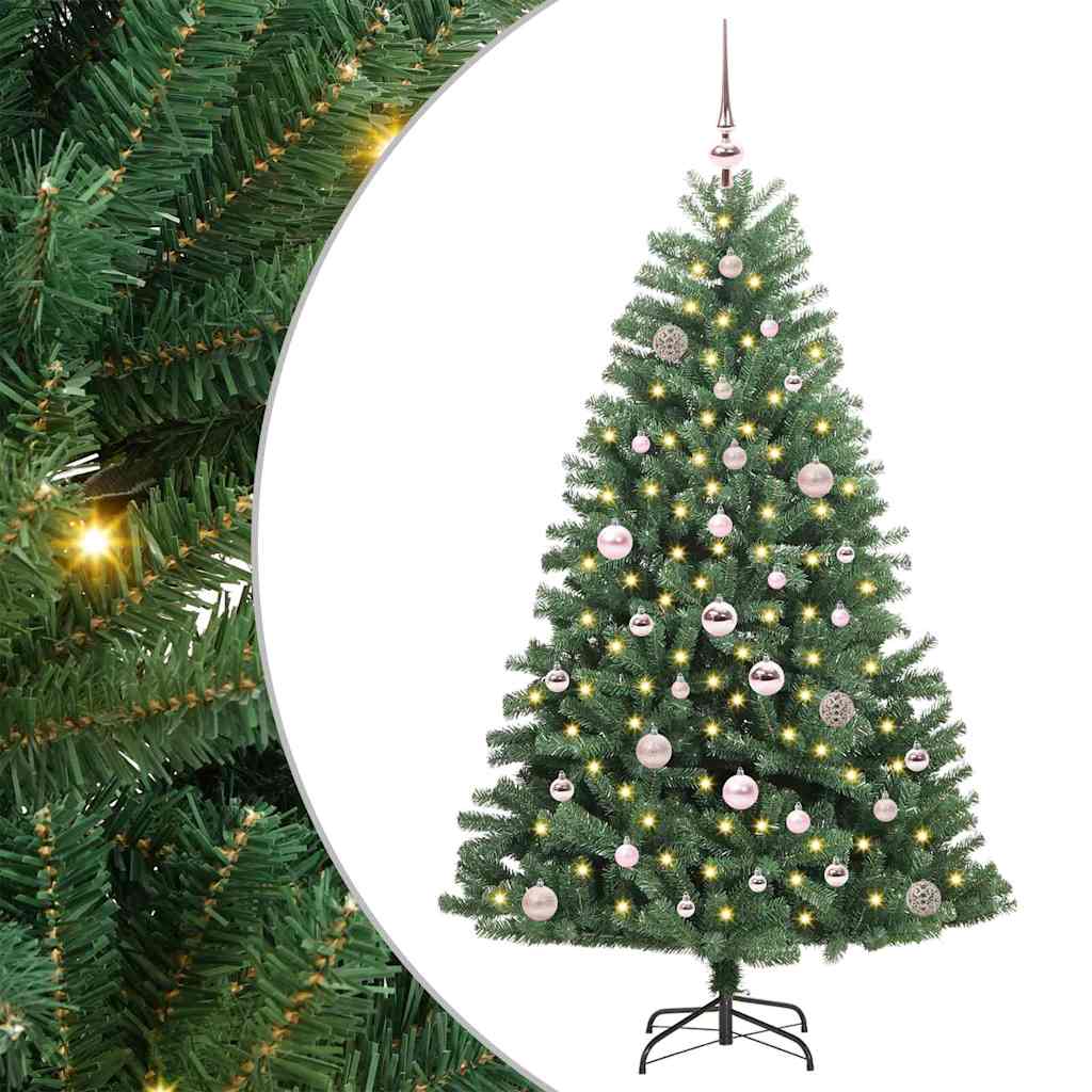 JUNG Vida Künstlicher klappbarer Weihnachtsbaum mit 150 LEDs Grün 150 cm