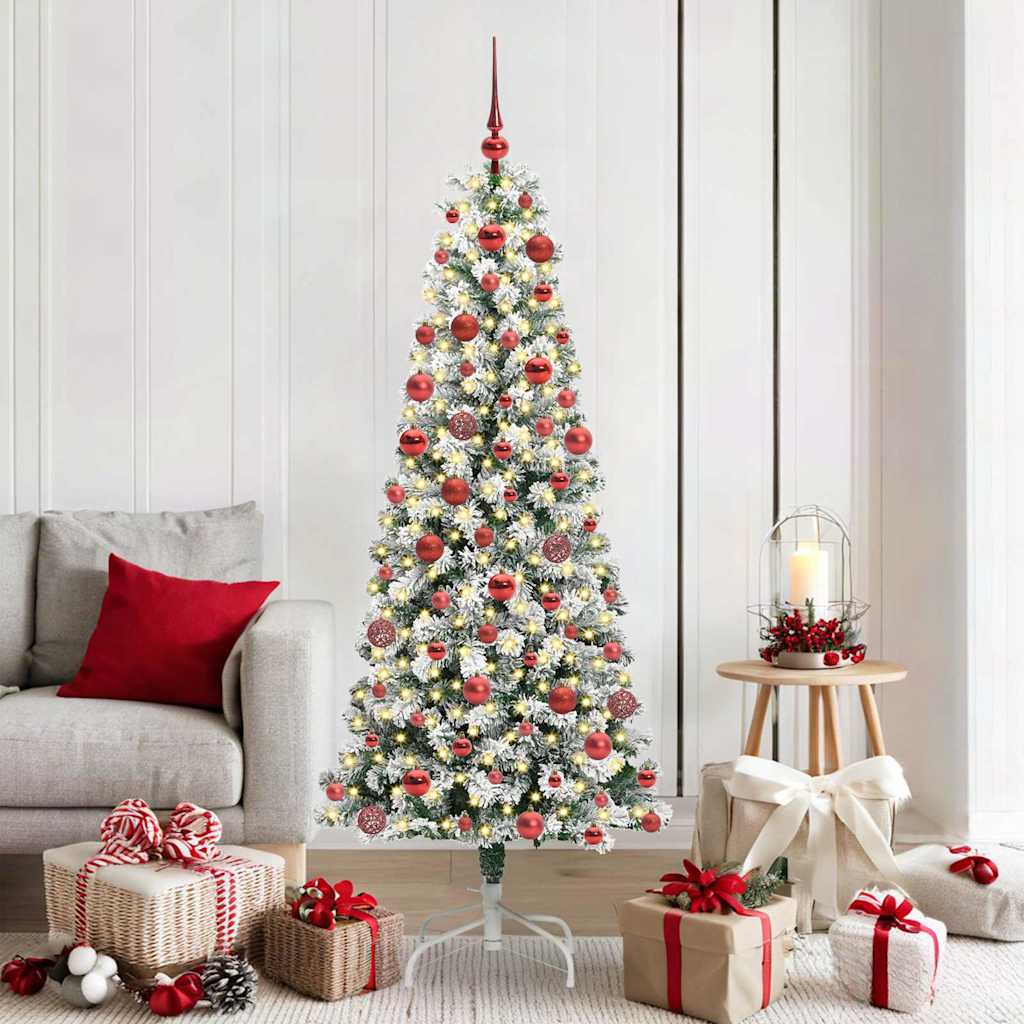 JUNG Vida Künstlicher klappbarer Weihnachtsbaum Grün und Weiß 180 cm