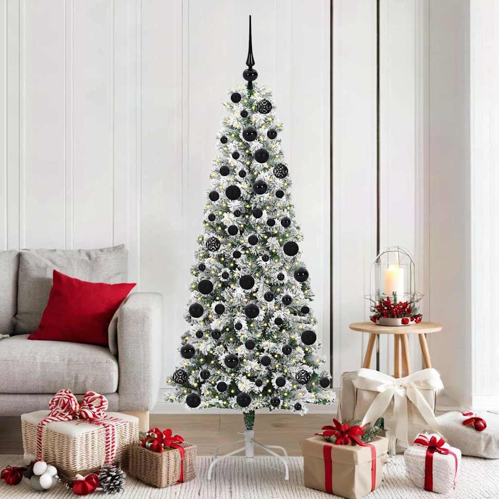 JUNG Vida Künstlicher klappbarer Weihnachtsbaum Grün und Weiß 180 cm
