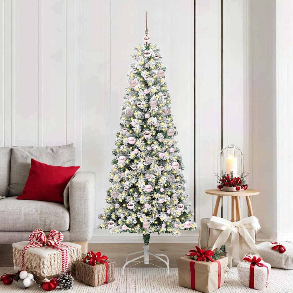 JUNG Vida Künstlicher klappbarer Weihnachtsbaum Grün und Weiß 180 cm