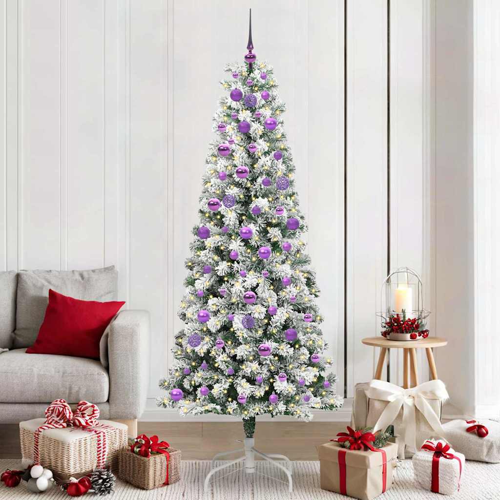 JUNG Vida Künstlicher klappbarer Weihnachtsbaum Grün und Weiß 210 cm