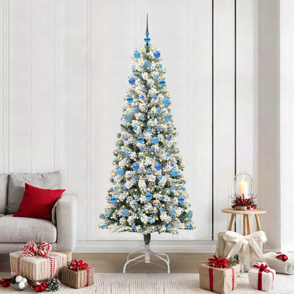 JUNG Vida Künstlicher klappbarer Weihnachtsbaum Grün und Weiß 210 cm