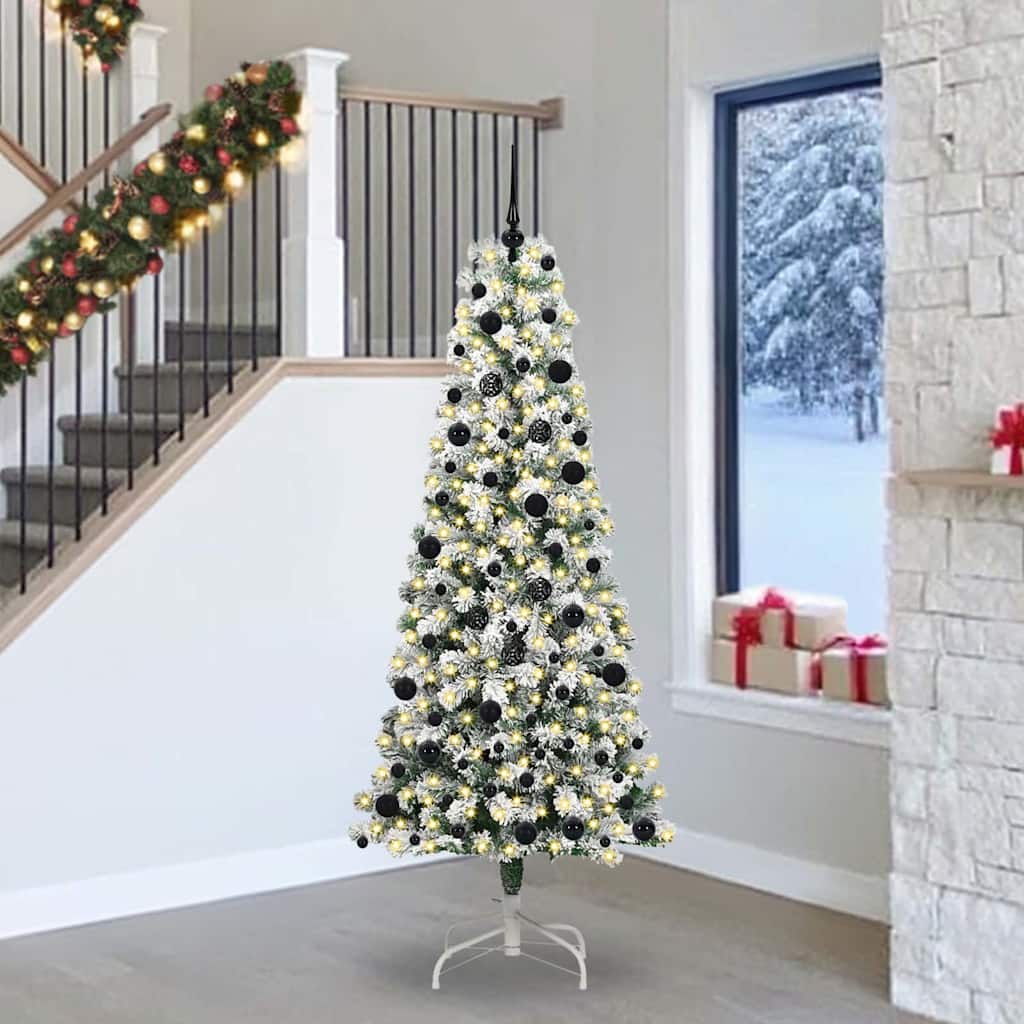 JUNG Vida Künstlicher klappbarer Weihnachtsbaum Grün und Weiß 240 cm