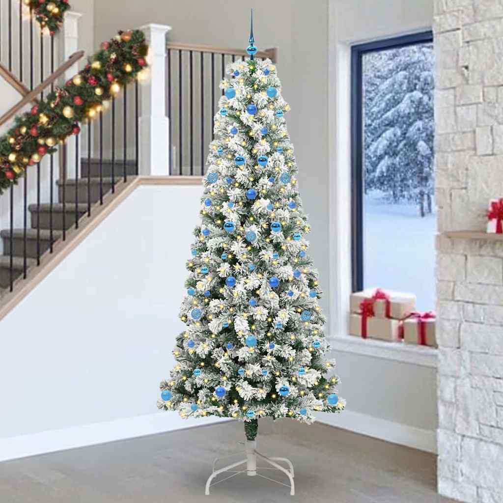 JUNG Vida Künstlicher klappbarer Weihnachtsbaum Grün und Weiß 240 cm