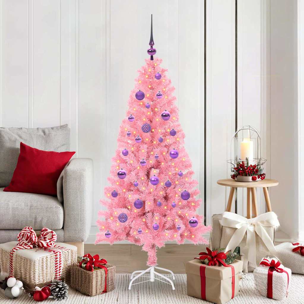 JUNG Vida Weihnachtsbaum mit 150 LEDs mit Ständer Rosa 150 cm PVC