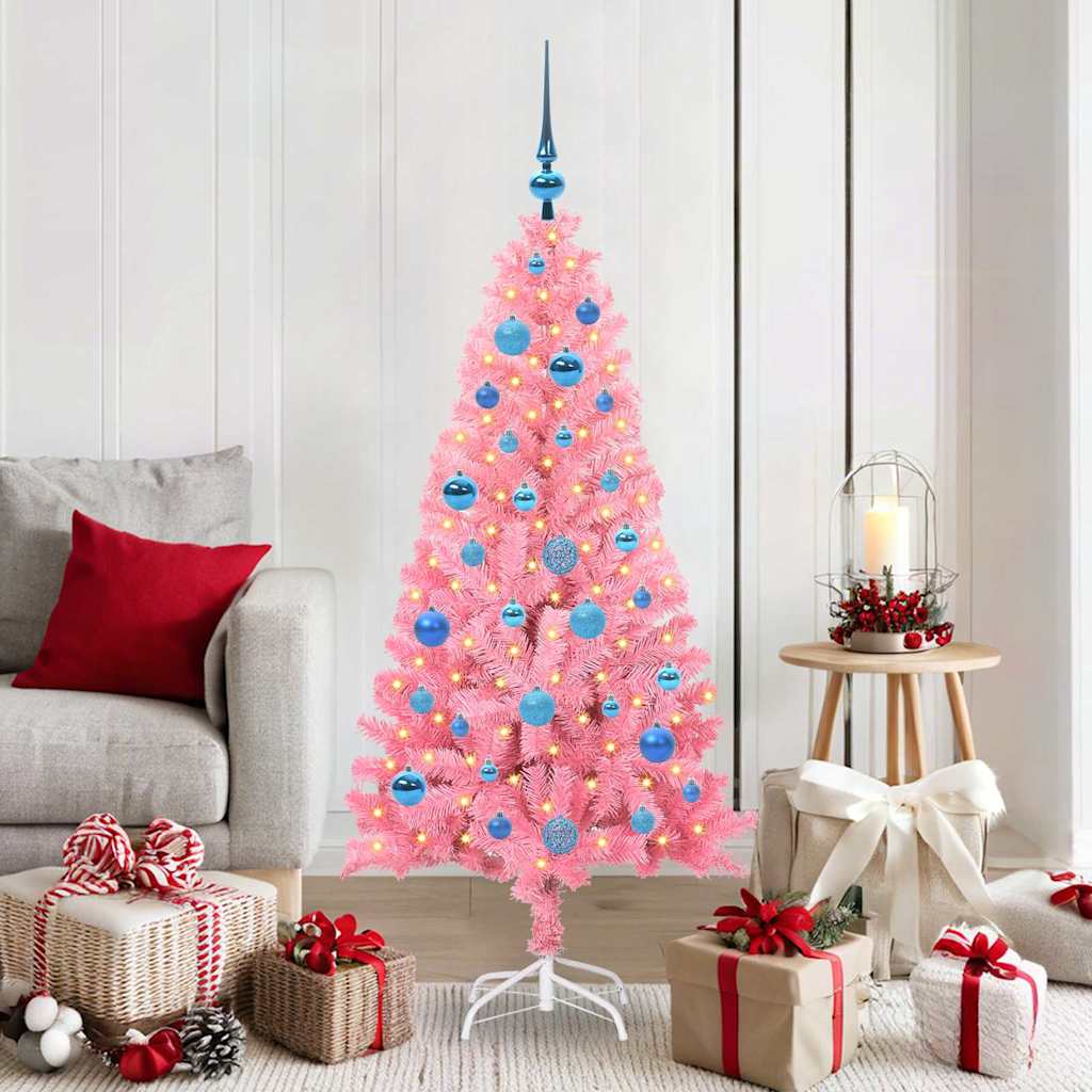 JUNG Vida Weihnachtsbaum mit 150 LEDs mit Ständer Rosa 150 cm PVC