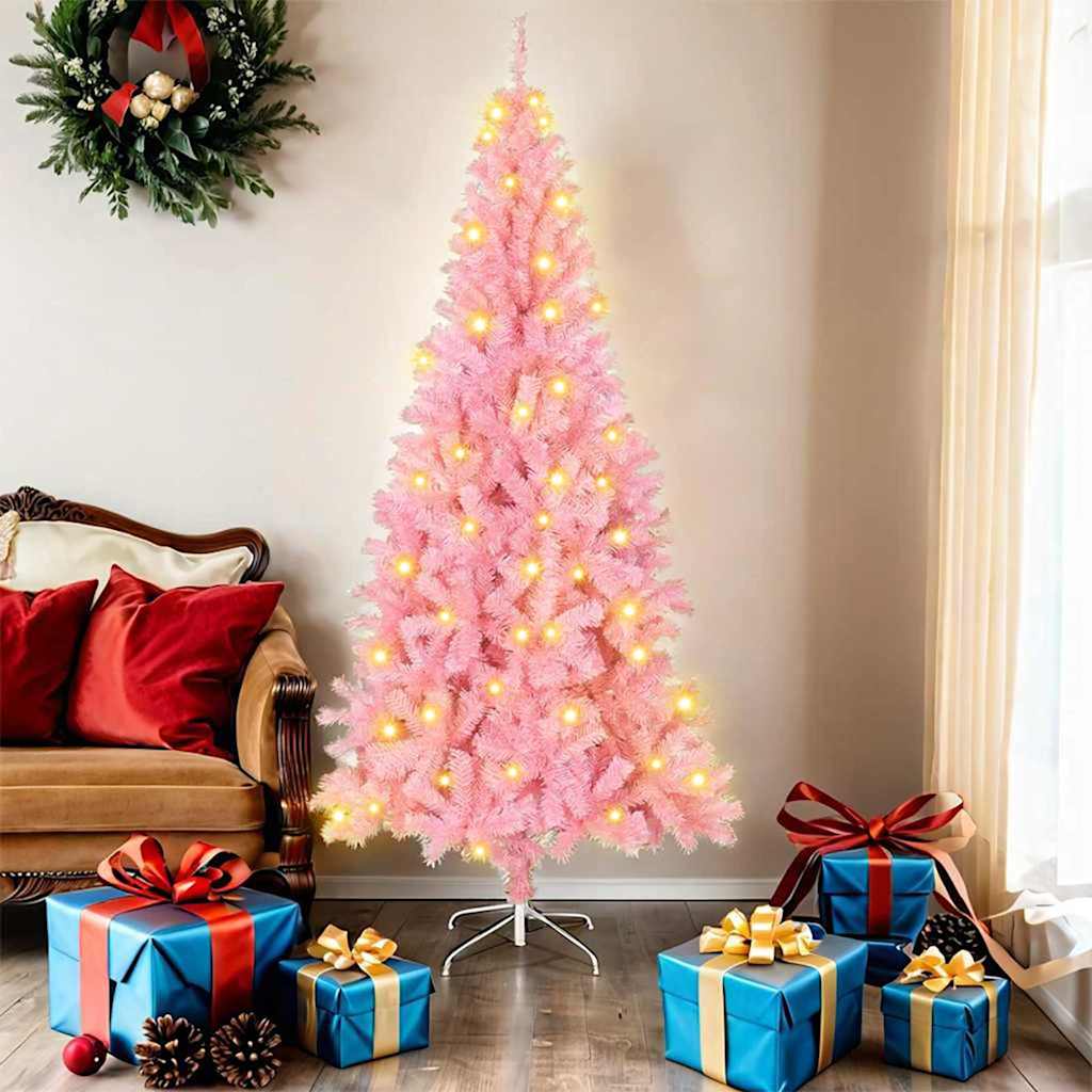 JUNG Vida Weihnachtsbaum mit 300 LEDs mit Ständer Rosa 180 cm PVC