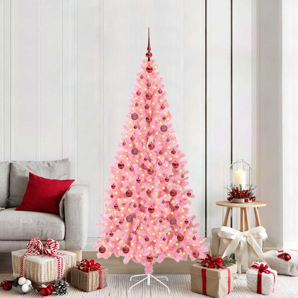 JUNG Vida Weihnachtsbaum mit 300 LEDs mit Ständer Rosa 210 cm PVC