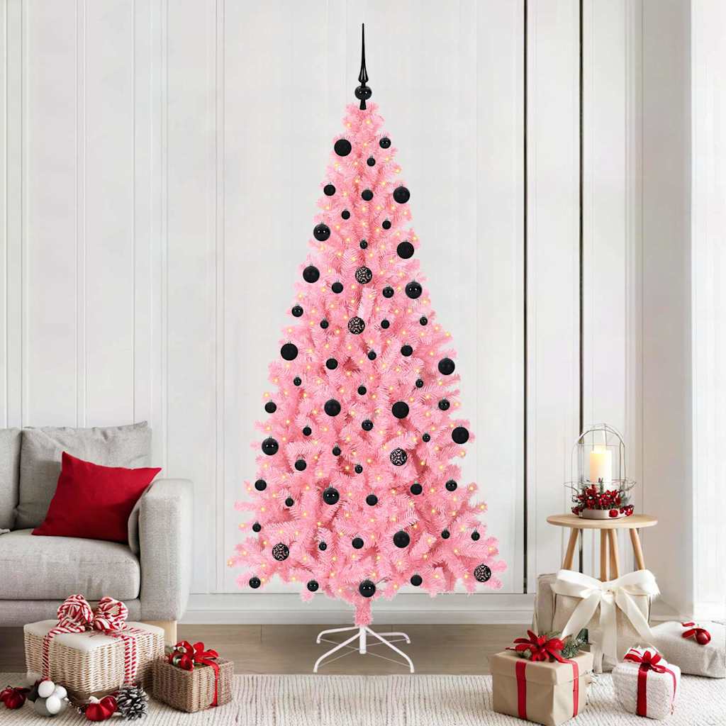 JUNG Vida Weihnachtsbaum mit 300 LEDs mit Ständer Rosa 210 cm PVC