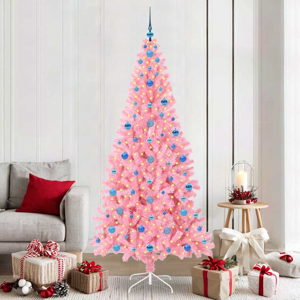 JUNG Vida Weihnachtsbaum mit 300 LEDs mit Ständer Rosa 210 cm PVC