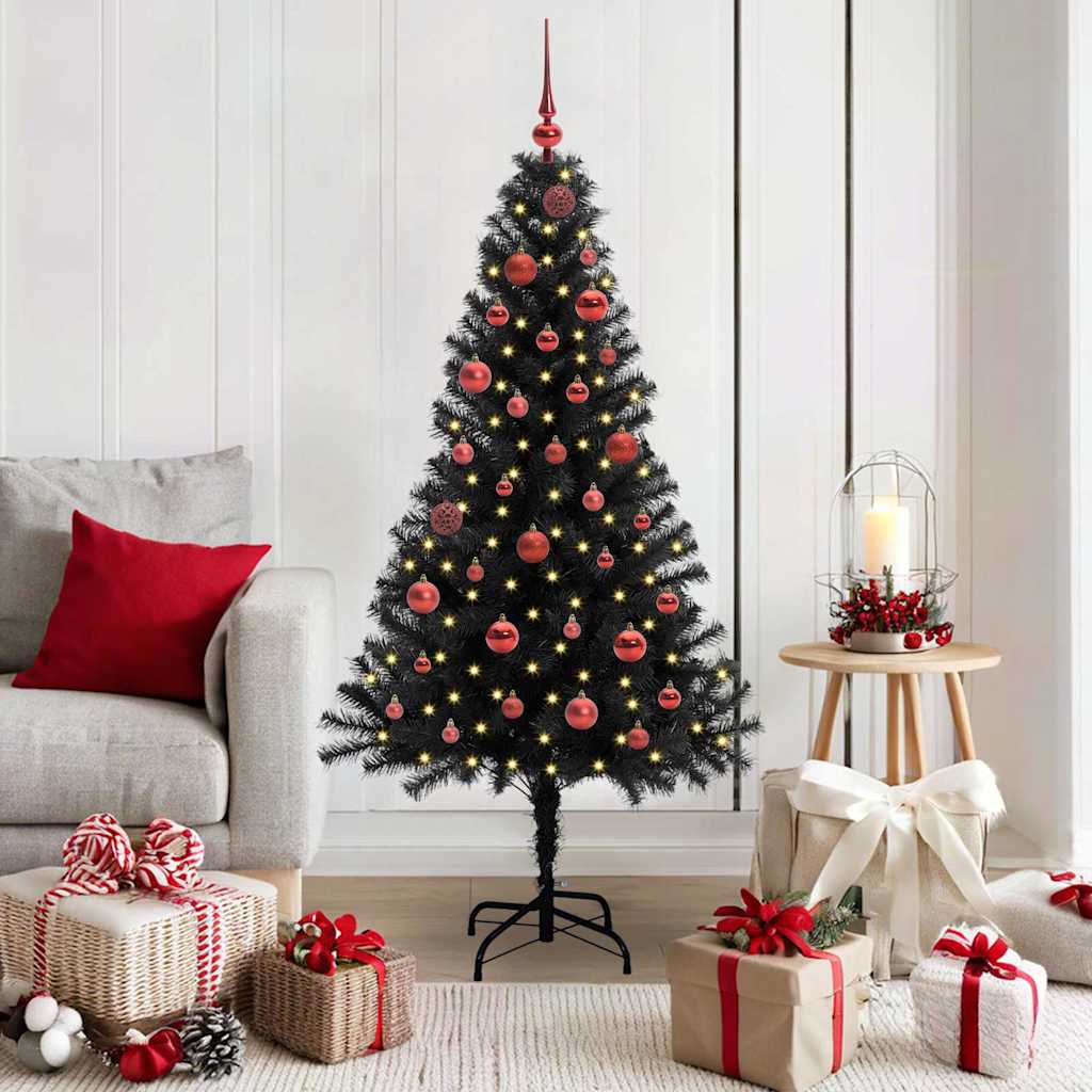 JUNG Vida Weihnachtsbaum mit 150 LEDs mit Ständer Schwarz 150 cm PVC