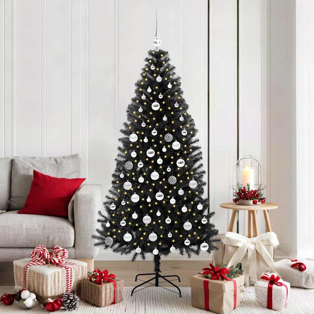 JUNG Vida Weihnachtsbaum mit 300 LEDs mit Ständer Schwarz 180 cm PVC